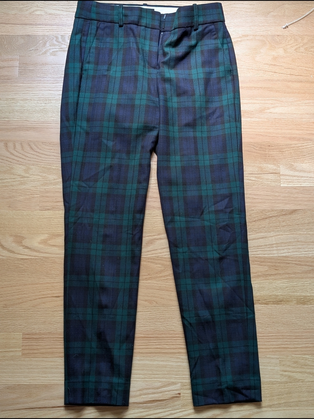 J. Crew Green and Black Tartan Wool Pants